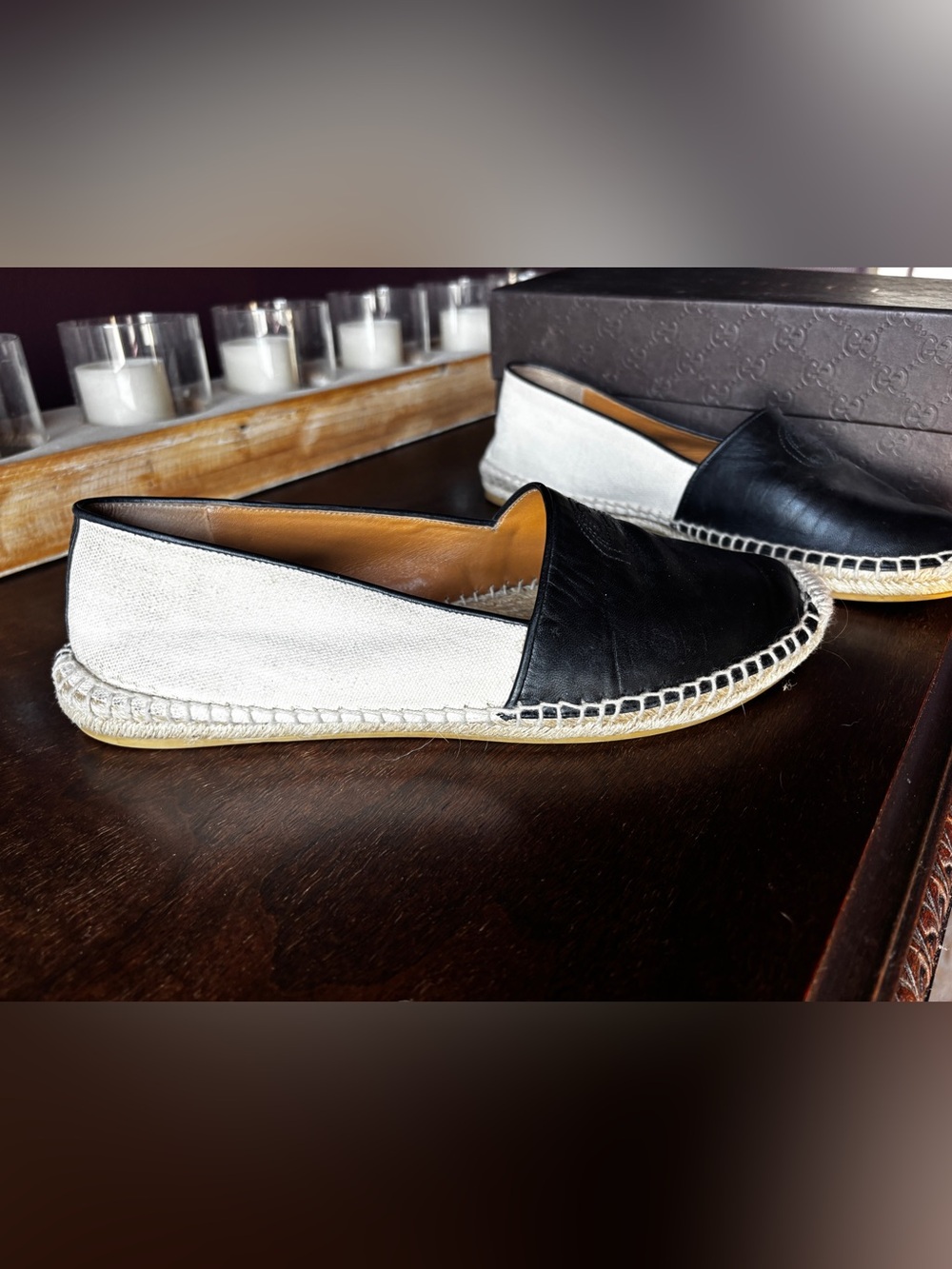 Gucci Black Leather Espadrille Slip-Ons - Picture 3 of 4